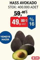 HASS AVOKADO ADET fiyat ve kampanya bilgisi